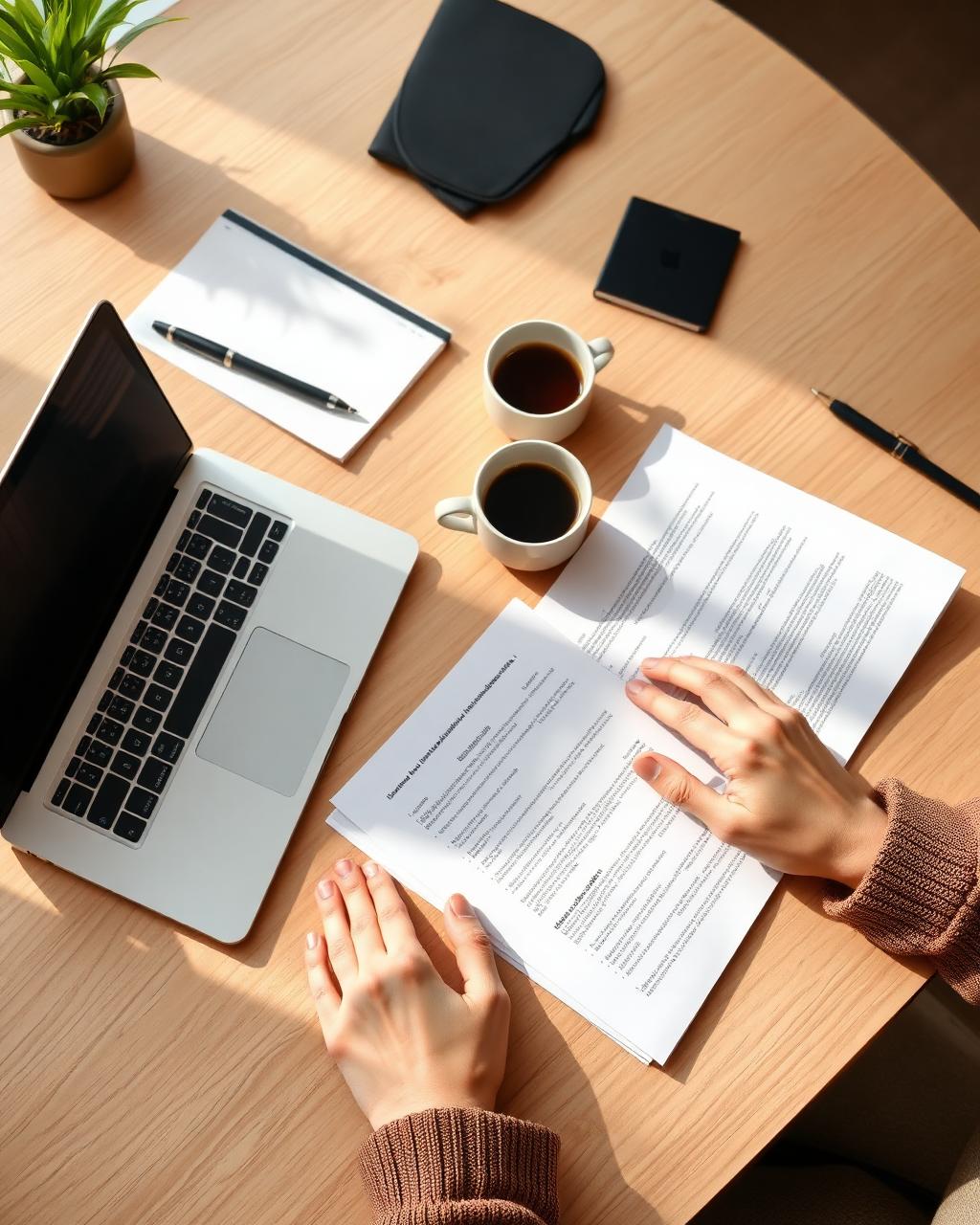 Documents professionnels et ordinateur portable sur un bureau